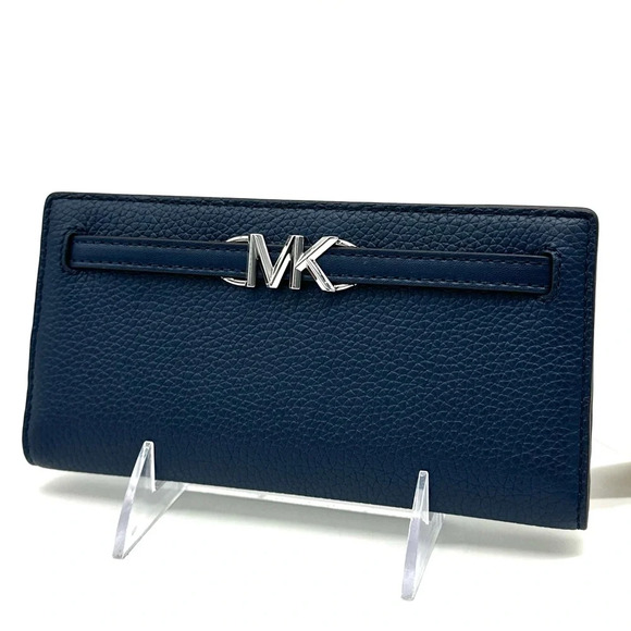 Michael Kors Reed Large Snap Bifold Wallet Navy Blue - Picture 1 of 8
